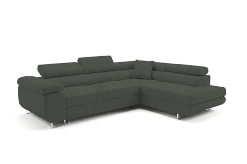 Ecksofa mit Schlaffunktion PASTI L-Form, Sofa Couch mit Bettkasten, 3-Sitzer Eckcouch, Schlafsofa für Wohnzimmer, Big Sofa Couch mit Schlaffunktion (Easy Clean Tannengrün, Ottomane Rechts) Ecksofa mit Schlaffunktion PASTI L-Form, Sofa Couch mit Bettkasten, 3-Sitzer Eckcouch, Schlafsofa für Wohnzimmer, Big Sofa Couch mit Schlaffunktion (Easy Clean Tannengrün, Ottomane Rechts)