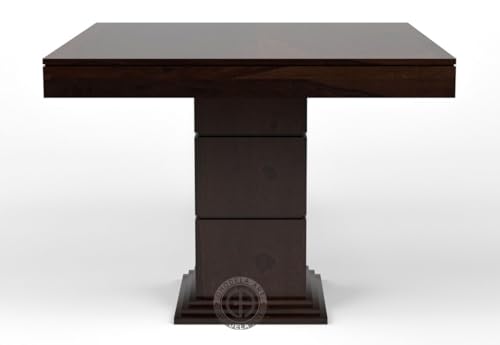 Image of Sheesham Wood Oval Dining Table with Cushion Chairs Set for Home Hall | Solid Wood Dinner Table with Chairs for Hotels | Dining Room Sets (Walnut Finish 2, 4 Seater)