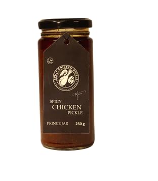 SPICY CHICKEN PICKLE (250g) - South Indian Style Pickled Chicken in Glass Jar | Hand-Ground Spices & Cold-Pressed Oils | Reusable Eco-Friendly Glass Jar | Spicy & Meaty