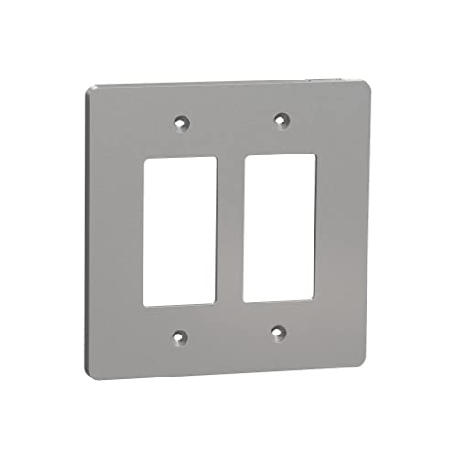 Square D by Schneider Electric X Series Wall Plate for Outlet and Light Switch, Mid Size Plus 2 Gang, Matte Gray
