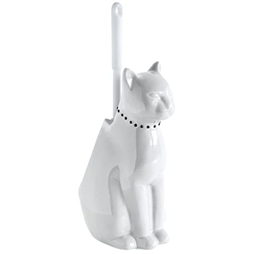 Pot à Balai Brosse WC Chat Blanc ceramique Onyx