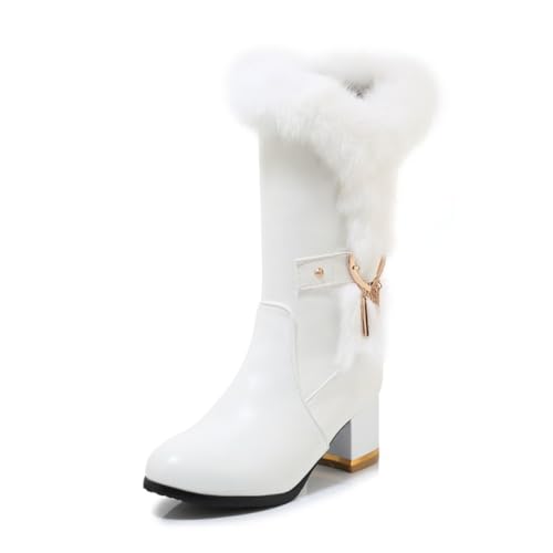 Bottes confortables à enfiler pour femmes, chaussures chaudes d'hiver à talons épais