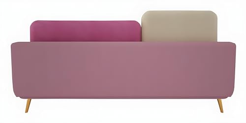 Image of Velvet Contemperory Sofa Couch with Cushion Chaise Lounge Sectional Perfect for Living Room & Bedroom Guests Home & Office (3 Seater Pink & Beige)
