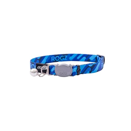 ROGZ Fusion Katzenhalsband mit Sicherheitsschnalle, Geo-Blau