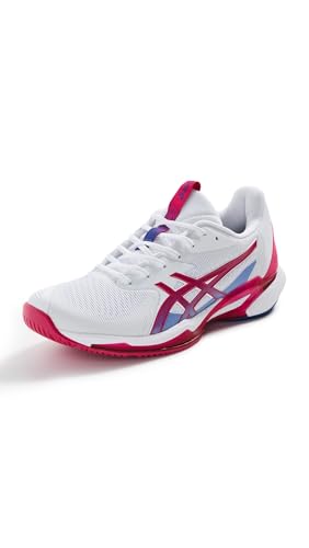 ASICS Women's Solution Speed FlyteFoam 3 Tennis Shoes, 8, White/Bright Rose