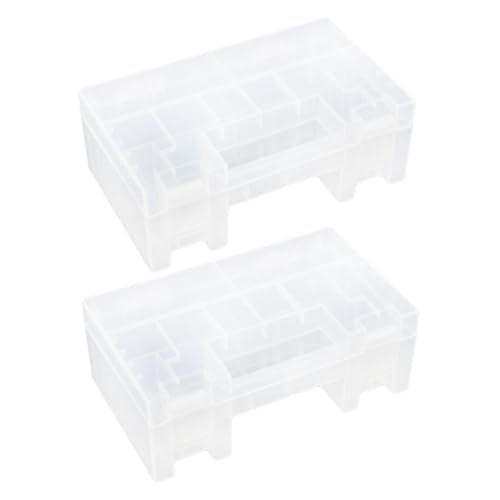 2 Pezzi Organizer Batterie Aa e Aaa con Trasparente Scatola Impilabile plastica Resistente Antiscivolo e Protezione Antiurto e Antipolvere