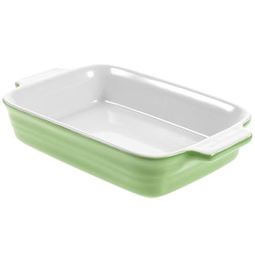 Cabilock Bandeja de Cerámica para Hornear Asas Dobles Molde Rectangular para Arroz al Horno y Queso Resistente al Microondas y Lavavajillas Adecuado para Uso Diario en Color Aleatorio