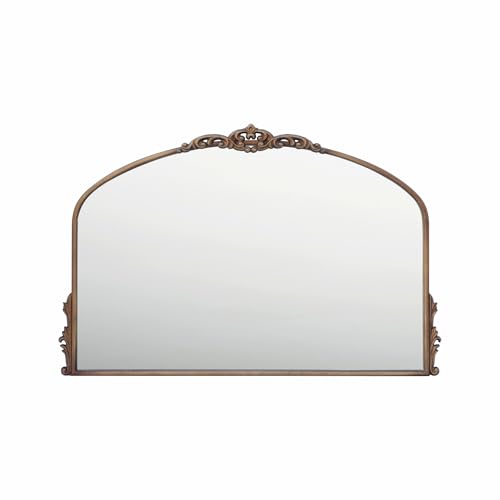 PILIHOME Vintage Gold Wall Mirror - 36x24 inch, Baroque Arched
