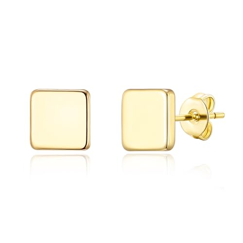 Boucles d'oreilles clous carrées plaqué or