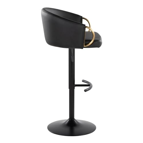 Image of Dream Furnishing - Set of 2 Bar /Kitchen Chairs 360 Degree Rotatable Swivel Elegant Classy & Comfortable Chair with Golden Base and Velvet Fabric (2 Chairs) (Black-Black)