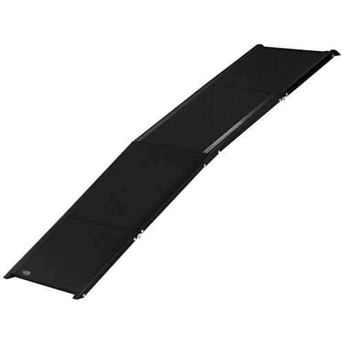 PawHut Hunderampe klappbar Hundetreppe Auto & SUV rutschfest Einstiegshilfe für Kofferraum, 158x43,5cm, Hundeautorampe für große Hunde bis 40 kg Schwarz