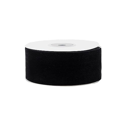 Creativery Samtband 50mm x 5m Rolle - Farbauswahl in 3/6/10/25/50mm - farbecht & waschbar - Schleifenband zum Nähen - Geschenkband zum Verpacken Dekorieren Basteln - Schwarz 030