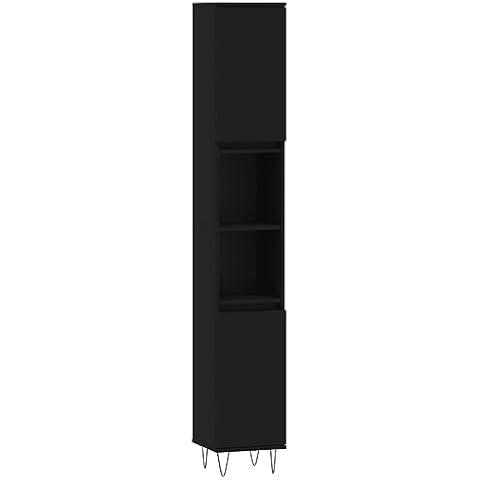 vidaXL Black Bathroom Cabinet with Flexible Doors Cover