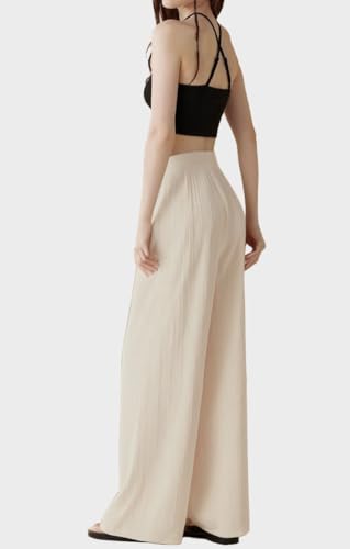 Women Wide Leg Dress Pants 2025 Mid Waisted Pleated Business Casual Trousers Office Work Palazzo Pants3