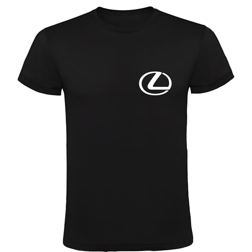 Lexus Black T-Shirt for Men - Small Logo on the Chest - 100% Cotton - Short Sleeves - Sizes S to XXL, Black/White, XL Lexus Black T-Shirt for Men - Small Logo on the Chest - 100% Cotton - Short Sleeves - Sizes S to XXL, Black/White, XL