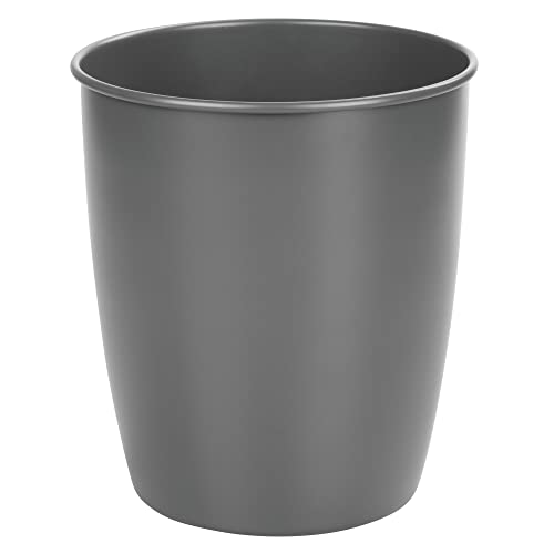 mDesign Wastebasket – Waste Paper Basket for Bathrooms, Bedrooms, Offices – Small Bathroom Bin for Waste and Rubbish –Dark Grey