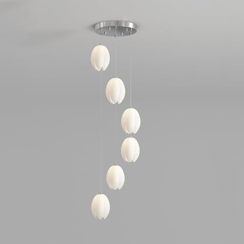 Luminaire graplongue lumièrependue moderne 6 lumières pour escalier et haut plafond