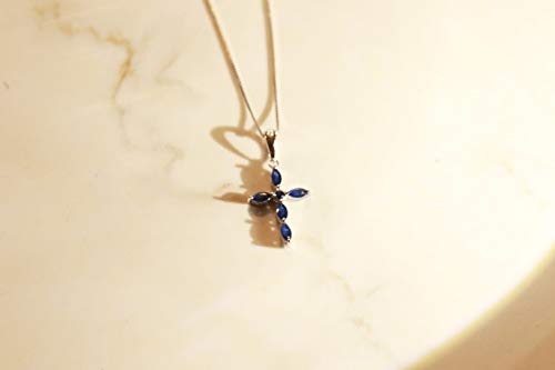 Gin & Grace 10K White Gold Genuine Blue Sapphire Pendant With Diamonds For Women | Ethically, Authentically & Organically Sourced (Oval-Cut) Shaped Sapphire Hand-Crafted Jewelry For Her | Sapphire Necklace For Women #TOP4