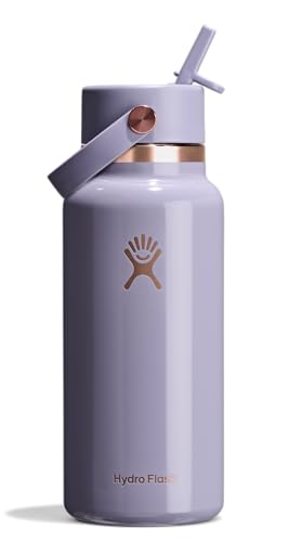 Image of Hydro Flask Water Bottle - Insulated Stainless Steel - Wide Mouth Flex Straw Lid, Non Spill, Leakproof and Refillable in 32 Oz Vapor Rose Gold