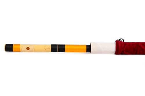 Image of Radhe Flutes | E Natural Right Handed Base Bansuri | Black & Orange| Tuned With Tanpura A=440Hz | PVC Flute + Velvet Cover + Hindi & English Flute Lessons