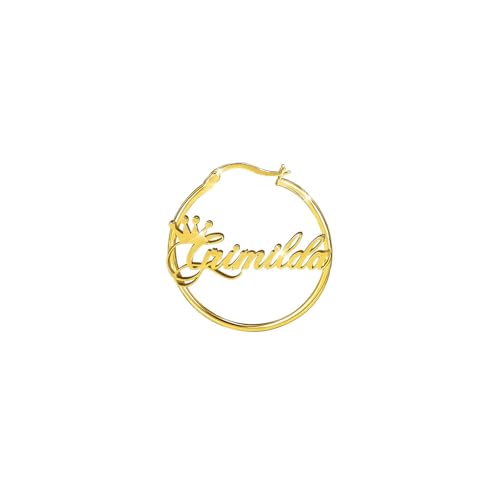 10k 14k 18k Solid Gold Personalized Name Hoop Earrings for Women Yellow Gold Custom Any Name Hoop Stud Earrings Dainty Nameplate Jewelry Gifts Her Birthday Christmas 1PCS