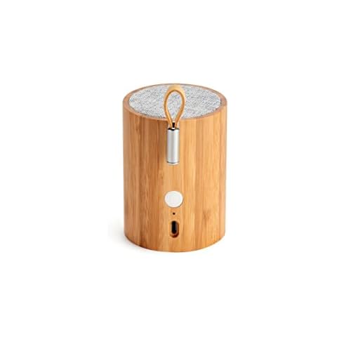 Gingko Design Drum Light Bluetooth Speaker, and incredible sound, long lasting rechargeable battery, USB-C cable included, (True Wireless Pairing) TWS function, Indoor/Outdoor, strong bass (Bamboo) Cover