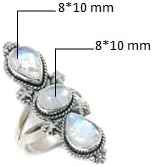 Miniatura 4 de AUDRIELLE Anillo de plata de ley 925, piedra preciosa hecha a mano, ajustable