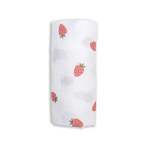 Image of Lulujo Baby Swaddle Blanket Unisex Softest 100% Cotton Muslin Swaddle Blanket Neutral Receiving Blanket for Girls & Boys| 40in x 40in| Baby Gift| Strawberries