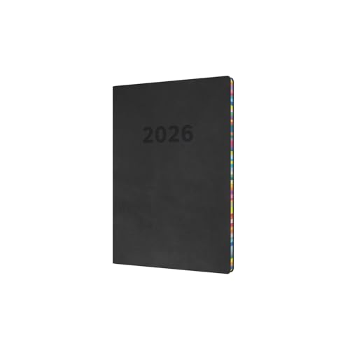 Collins - Edge Rainbow - 2026 12 Month Calendar Year Planner Week-To-View Diary A5 Soft Cover - Charcoal (ED153.U96-26)