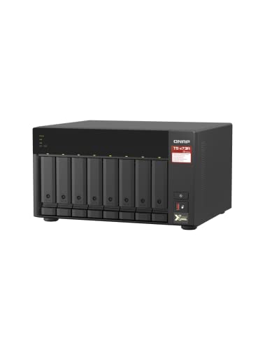 Image of QNAP TS-873A-8G 8 Bay High-Performance NAS with 2 x 2.5GbE Ports and PCIe Slots (Black, Metal, Rack Mount, CPU Compatible)