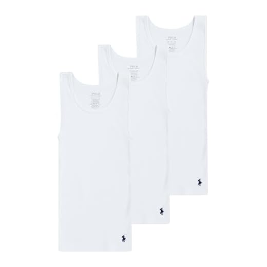 POLO RALPH LAUREN Camiseta regata masculina com vários pacotes, Branco, pacote com 3, P