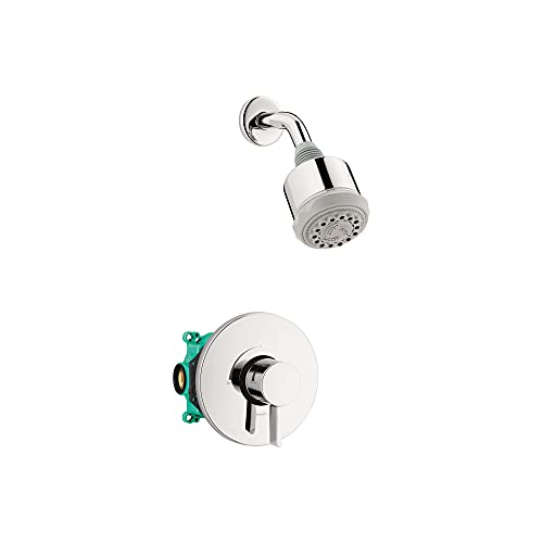 Amazing 🔥 hansgrohe Clubmaster Complete Shower System Shower Set Modern 3-Spray Full, Pulsating Massage, Intense Turbo in Chrome, Rough and Shower Valve Included 2.5 GPM, 04907000
