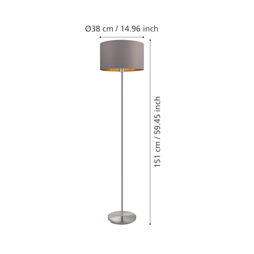 Lámpara de pie de una luz casquillo E27 con pantalla textil redonda topo 5