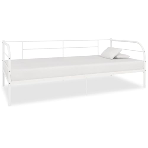 Woonisher Estructura Cama con LED Cuero Sintético Gris Blanco, Cabecero Suave para Ver TV, Luces LED Ajustables, Hecha de MDF, 140x200 cm