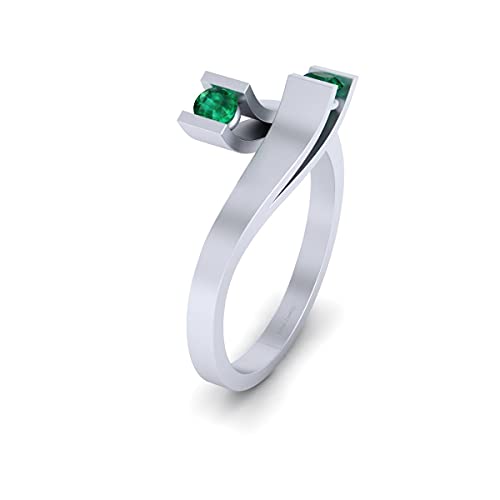 Argent sterling 325 bague femme avec oxyde de zirconium vert rond, le cadeau idéal