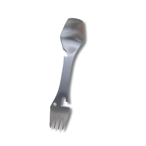 Spork 5-in-1 Camping Utensils– Stainless Steel Camping Cutlery (Silver), Camping Spork for Outdoor Use (1 Pc)