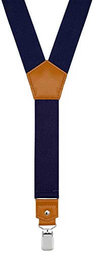 Sunnytree Suspenders For Men Y Back Adjustable Elastic With Strong Clips 47 Inches Navy #TOP1