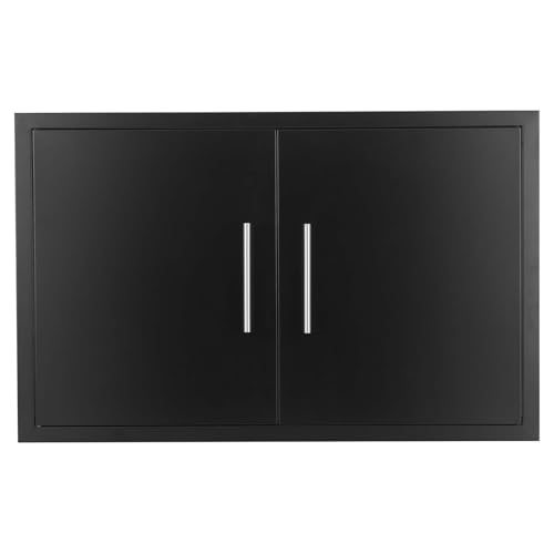 JIE JIN Outdoor Kitchen Doors 35" W X 24" H Double Doors 1.2mm Thickness Stainless Steel BBQ Access Door BBQ Island Doors Outdoor Kitchen Accessories Door for Outdoor Kitchen BBQ Island (Black) by JIE JIN - Used condition - US$82.64