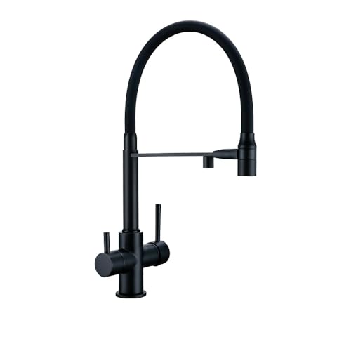 Robinet de cuisine en laiton avec douchette extractible noire à double pulvérisation