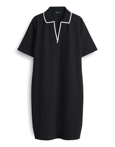OPUS Damen Minikleid | WEMBLI Modernes Polokleid mit College Flair Black, 42
