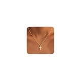 Poxtex Gold Cross Necklace for Women Trendy Satellite Beads Chain with 14k Gold Plated Cross Pendant, Non Tarnish Waterproof Christian Faith Religious Jewelry Gifts
