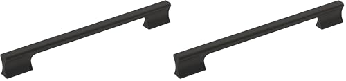 Amerock | Cabinet Pull | Matte Black | 8-13/16 inch (224 mm) Center-to-Center | Status | 2 Pack | Drawer Pull | Cabinet Handle | Cabinet Hardware