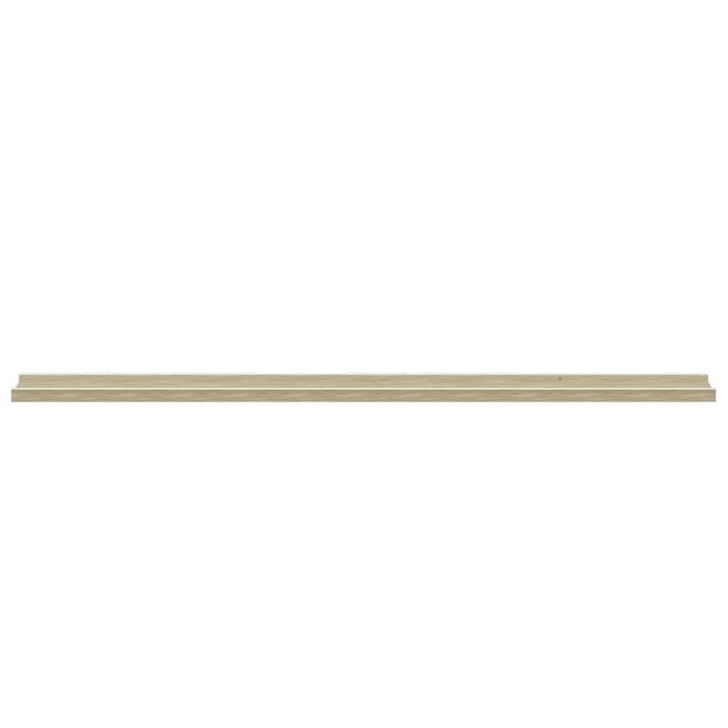 Set di 4 mensole da parete, 115 x 9 x 3 cm, in MDF, per soggiorno, camera da letto e corridoio, per quadri decorativi e piante, bianco e rovere Sonoma