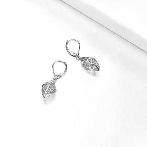 925 Sterling Silver Leverback Earrings Vintage Filigree Dangle Drop Earrings Jewelry Birthday Gifts for Women3