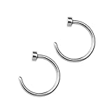 Ipetboom Anillo de Nariz Abierto C de Acero Quirúrgico de Titanio 6 Mm, 2 Piezas, Aro Nariz Unisex, Piercing Nasal Seguro y Cómodo para Mujer y Hombre