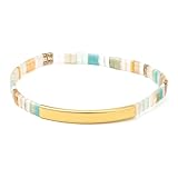 Scout Curated Wears - Good Karma Miyuki Bracelet - One Of A Kind - Mint/Peach/Gold