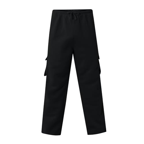 Cargo Sweatpants for Men Baggy Fleece Sweatpants Open Bottom Drawstring Plus Size Hiking Pants Joggers with Pockets2