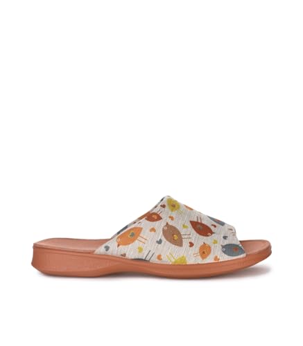 GARZON Zapatillas de casa Estampado de Pájaros, Suela Naranja, Diseño Colorido, Calzado Casual (TEJA, ESTÁNDAR, Sistema tallas calzado EU, Adulto, Mujer, Números, mediano, 37)