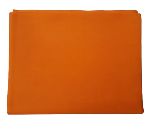 Image of Pure Cotton Poplin Unstitched Fabric 2.2 Meters x 32 Inches Solid Colour Cloth Material for Women's Saree Skirts, Petticoats, Pyjamas, Patiyala Pants, Salwar Etc. (Saffron)