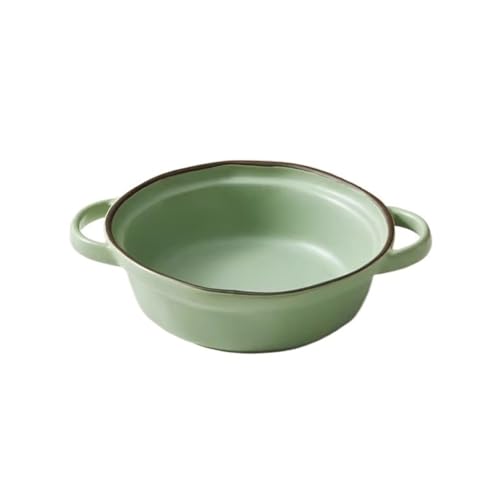 Cuenco Hondo Con Asa, 900 Ml Cuenco Hondo Y Ensaladera Grande De Cerámica Blanca Mate For Sopas, Pastas Y Guisos(Green,430ML)